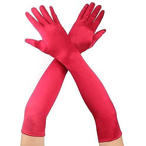 K�rm�z� Renk Dirse�e Kadar Uzun Kuma� Eldiven 40 cm