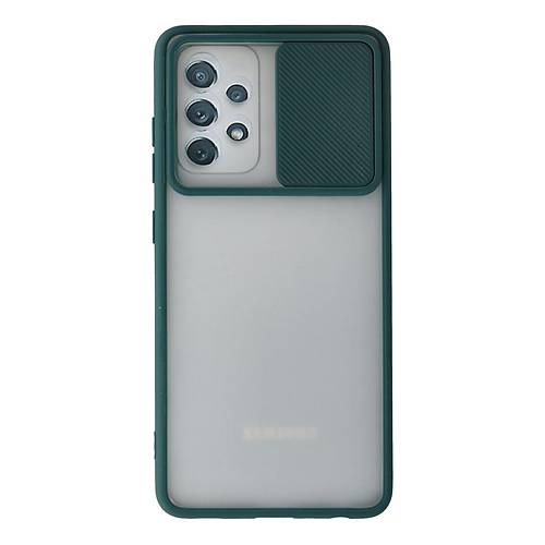 Galaxy A52 K�l�f Palm Buzlu Kamera S�rg�l� Silikon - Ye�il