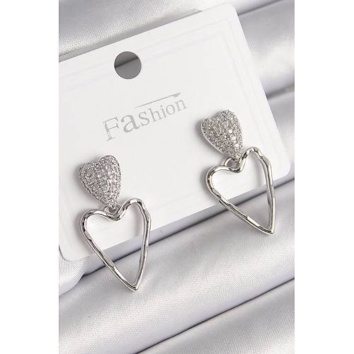 Pirin� G�m�� Renk Zirkon Ta�l� Kalp Model Kad�n K�pe