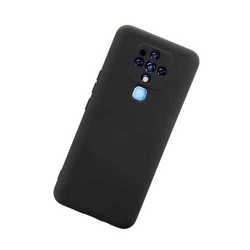 Camon 16 K�l�f Nano i�i Kadife Silikon - Siyah