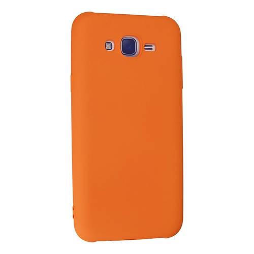 Galaxy J7 K�l�f Nano i�i Kadife Silikon - Turuncu
