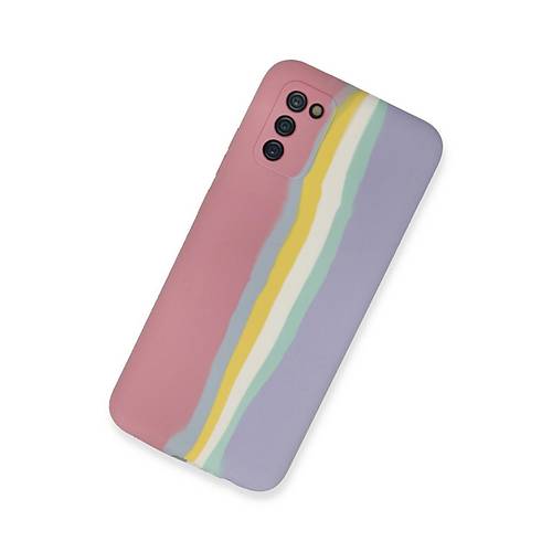Galaxy A03S K�l�f Ebruli Lansman Silikon - Pembe-Lila