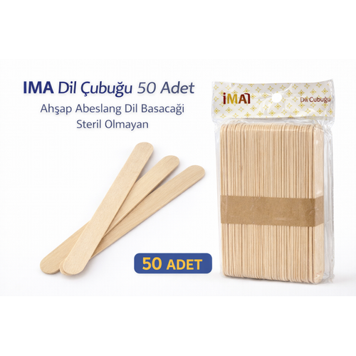 �MA Dil �ubu�u 50 Adet Ah�ap Abeslang Steril Olmayan Tahta Dil Basaca�� 1 Paket