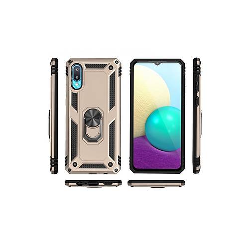 Galaxy A02 K�l�f Sofya Y�z�kl� Silikon Kapak - Gold