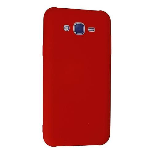 Galaxy J7 K�l�f Nano i�i Kadife Silikon - K�rm�z�
