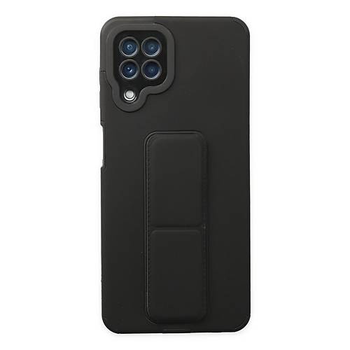 Galaxy A22 K�l�f Mega Standl� Silikon - Siyah