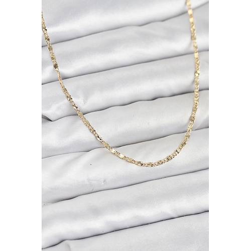 CM 14K Gold Renk Lazer �nce Zincirli Kad�n Kolye