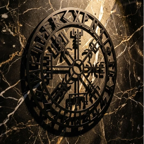 Viking Pusulas� Vegvisir Duvar Tablosu MDF Lazer Kesim Nordik Duvar S�s� Modern Dekor