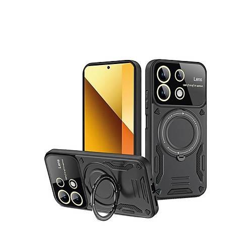 Redmi Note 13 4G K�l�f Joy Lens Standl� Kapak - Siyah