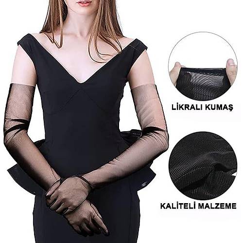 Uzun Boy Likral� Siyah Renk Yeti�kin Mega T�l Eldiven 53 cm