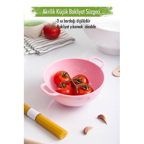 Akrilik Soft Pembe Mini Pirin� S�zge�i & Bakliyat S�zge�i (3 SU BARDA�I �L��L�)