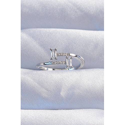 Pirin� G�m�� Renk Zirkon Ta�l� Geometrik Ayarlanabilir Y�z�k