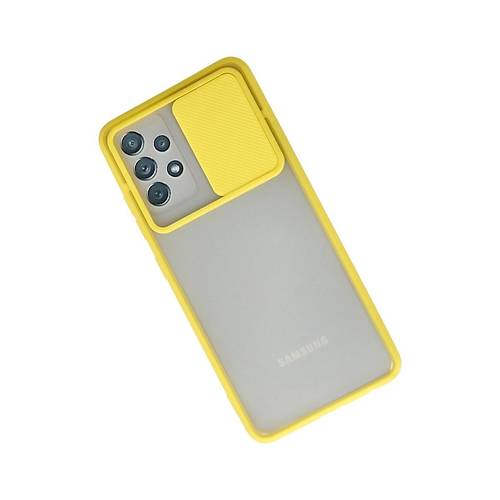 Galaxy A52 K�l�f Palm Buzlu Kamera S�rg�l� Silikon - Sar�