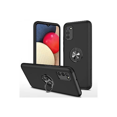 Galaxy A02S K�l�f Elit Y�z�kl� Kapak - Siyah