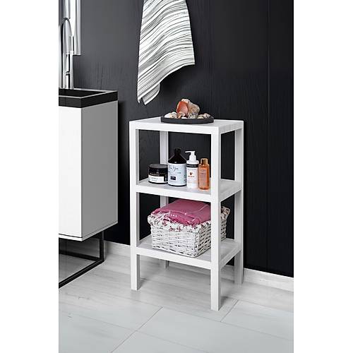 3 Katl� Beyaz Raf Kitapl�k & Banyo D�zenleyicisi 73,5 cm