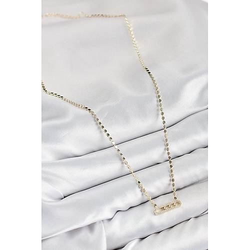 Pirin� Zirkon Ta�l� Messika Model Ezme Zincir Gold Renk Kad�n Kolye
