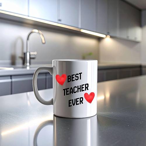 Best Teacher Ever Bask�l� Kupa Model 202 Seramik Kahve Kupas� ��retmen Hediyesi �zel Tasar�m Bardak