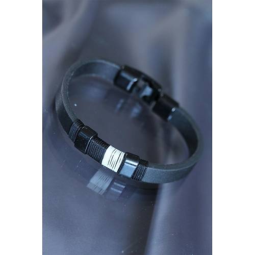 Siyah Beyaz Renkli Deri Bileklik