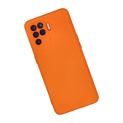 Reno 5 Lite K�l�f Nano i�i Kadife Silikon - Turuncu