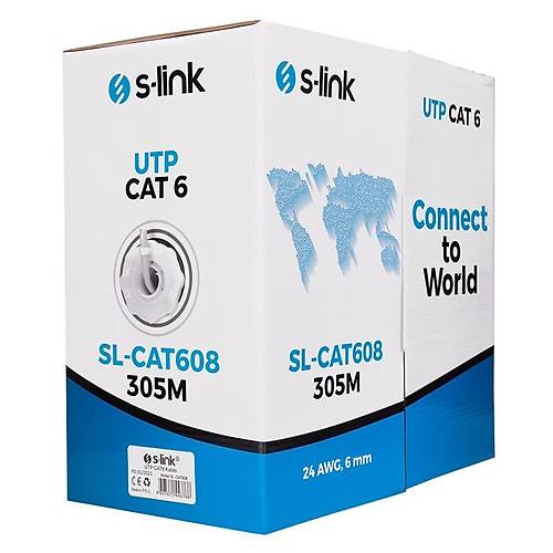 S-LINK SL-CAT608 305MT 6MM 24AWG CAT6 KABLO GR�