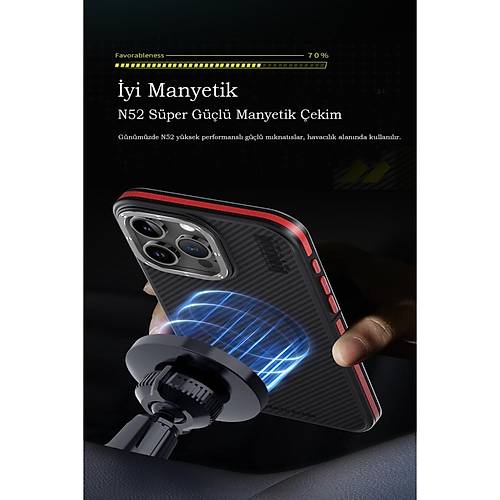 iPhone 15 Pro Max K�l�f Aramid 600D Kevlar Karbon Fiber Magsafe Kapak - Gri