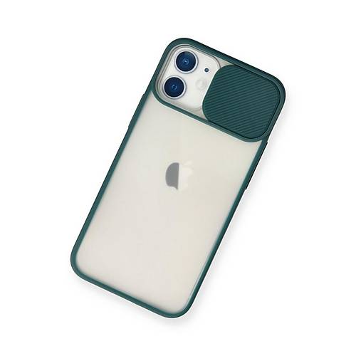 iPhone 11 K�l�f Palm Buzlu Kamera S�rg�l� Silikon - Ye�il