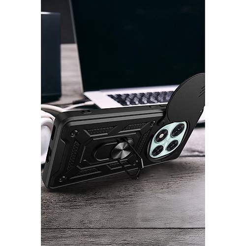 Redmi Note 14 Pro 4G K�l�f Pars Lens Y�z�kl� Silikon - Siyah