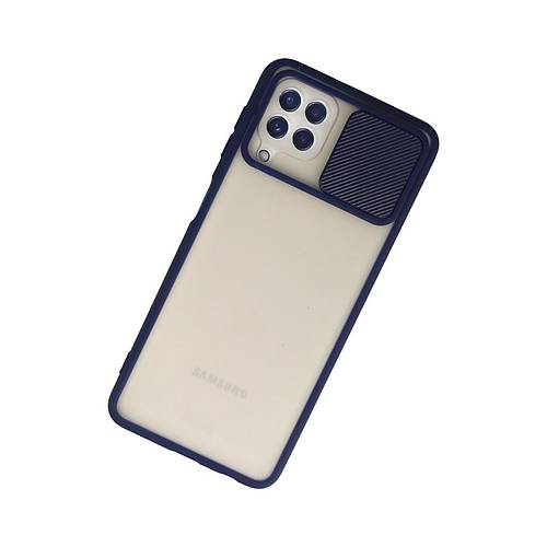 Galaxy A22 K�l�f Palm Buzlu Kamera S�rg�l� Silikon - Lacivert