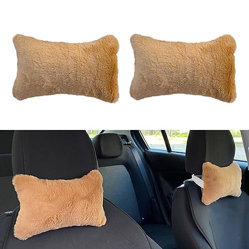 Yumu�ak Pelu�lu Ortopedik Araba Seyahat Boyun Yast��� 2'li Kahverengi