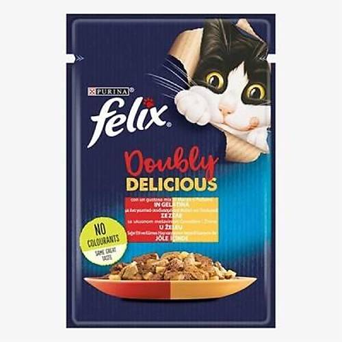 Pouch �ifte Lezzet S���r Etli ve Tavuklu Yeti�kin Kedi Konservesi 26 Adet 85 Gr
