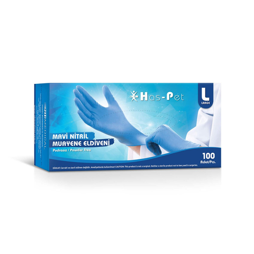 Haspet - Nitril Mavi Muayene Eldiveni - Large 100'l�