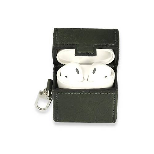 Airpods 2 (2.nesil) Deri K�l�f - Haki Ye�il