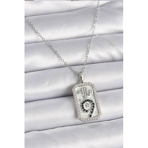 316L �elik G�m�� Renk Zincir Akrep Burcu Zirkon Ta�l� Kad�n Kolye