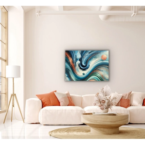 Turuncu Ye�il Mavi Soyut Kanvas Tablo 70x100cm