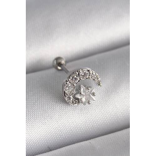 316L �elik G�m�� Renk Zirkon Ta�l� Ay Y�ld�z Tragus Piercing