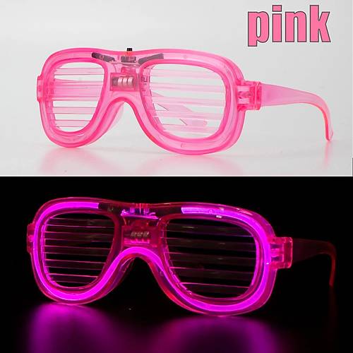 Pembe Led I��kl� Parti G�zl��� - Neon Glow �erit G�zl�k 3 Modlu