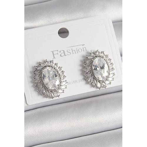 Pirin� G�m�� Renk Zirkon Ta�l� Kad�n K�pe