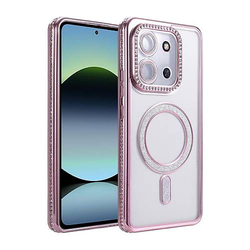 Redmi 15C 4G Joke Simli Magneticsafe K�l�f - Pembe