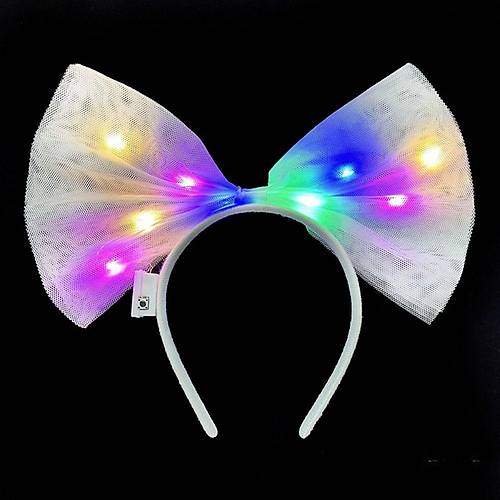 Rengarenk Led I��kl� Fiyonk �ekilli T�l Parti Tac� Beyaz Renk 25x25 cm
