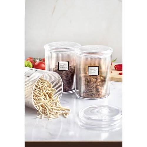 12'li Barok Yuvarlak B�y�k Kavanoz Seti & Saklama Kab� & Erzak Kab� (12*2000 ML)
