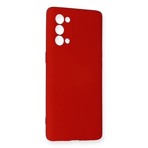 Reno 5 Pro K�l�f Nano i�i Kadife Silikon - K�rm�z�