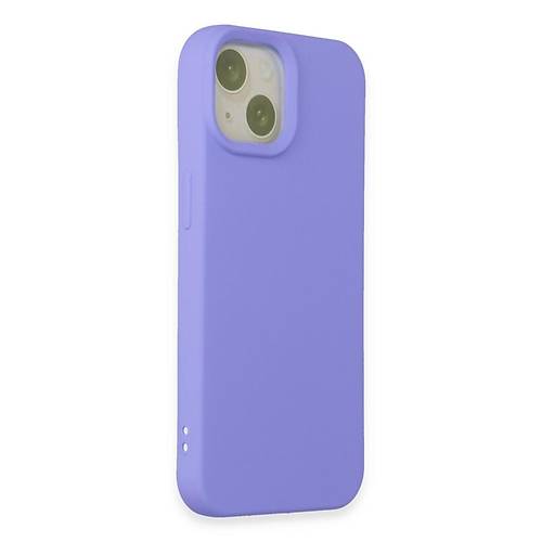 iPhone 15 K�l�f Nano i�i Kadife Silikon - Lila