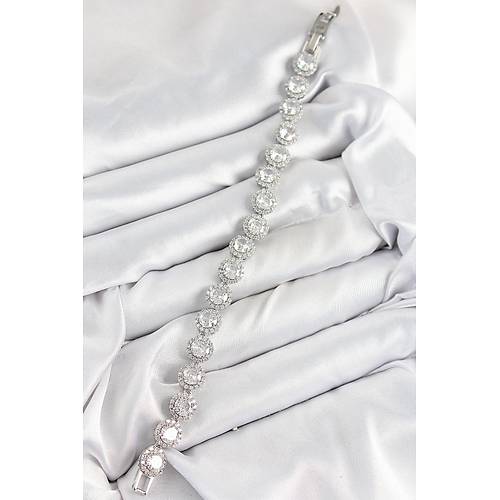 Pirin� Zirkon Ta�l� Daire Baget Model G�m�� Renk VIP Seri Kad�n Bileklik