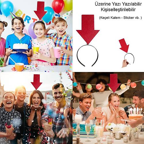 Ki�iselle�tirilebilir Ok Ta� � �zerine Yaz� Yaz�labilen Parti Tac� K�rm�z� Renk