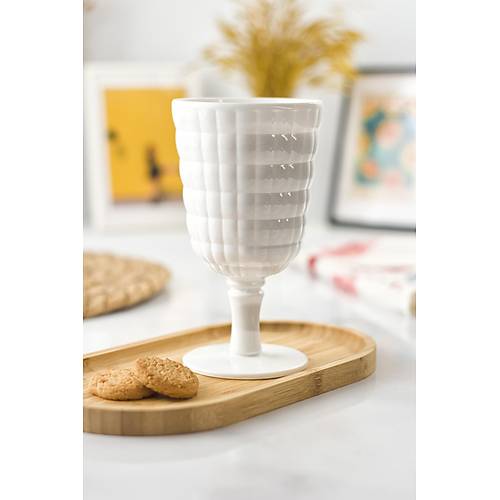 Allegra Beyaz Kadeh Bardak - 450 ml Tekli Akrilik Malzeme - Cam De�ildir K�r�lmaya Dayan�kl�