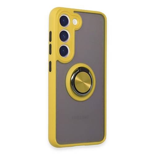 Galaxy S23 K�l�f Montreal Y�z�kl� Silikon Kapak - Sar�