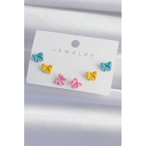 Pirin� Rengarenk Mineli Minimal Fiyonk K�pe Seti