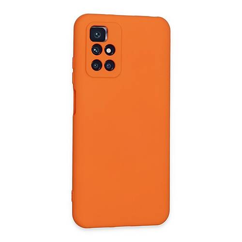 Redmi 10 2022 K�l�f Nano i�i Kadife Silikon - Turuncu
