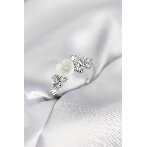 G�m�� Renk Pirin� �i�ek Model Zirkon Ta�l� Kad�n Y�z�k