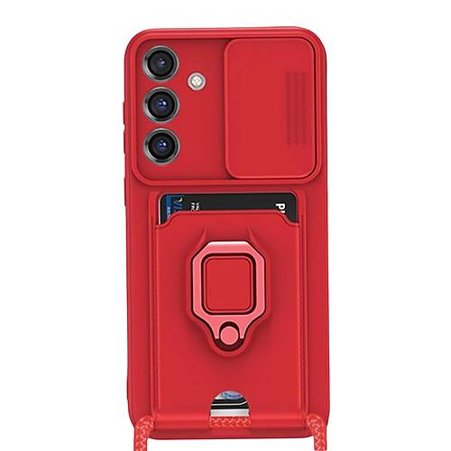 Galaxy S25 Plus K�l�f Zuma Kartvizitli Y�z�kl� Silikon - K�rm�z�